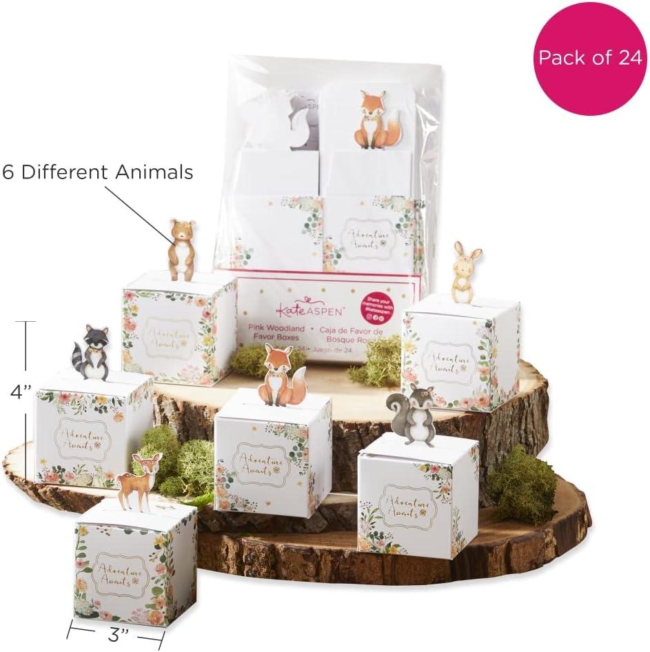 imageKate Aspen Set of 24 Woodland Baby Shower One Size Pink Favor BoxesPink Favor Boxes
