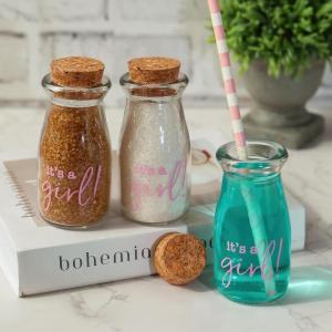 Kate Aspen Printed 3.8 oz. Vintage Milk Bottle Favor Jar – It’s a Girl! (Set of 12) Updated Graphics, It’s A Girl Pink 2 (27196NA-GIRL)(It’s A Girl Pink 2)