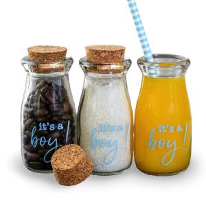 Kate Aspen Printed 3.8 oz. Vintage Milk Bottle Favor Jar – It’s a Girl! (Set of 12) Updated Graphics, It’s A Girl Pink 2 (27196NA-GIRL)(It’s a Boy/Blue)