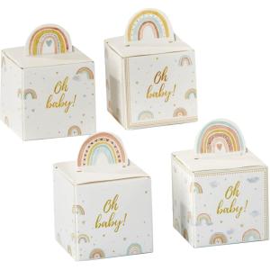 Kate Aspen (Set of 24) Woodland Baby Shower, One Size, Pink Favor Boxes(Boho Rainbow)