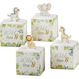 Kate Aspen (Set of 24) Woodland Baby Shower, One Size, Pink Favor Boxes(Safari)
