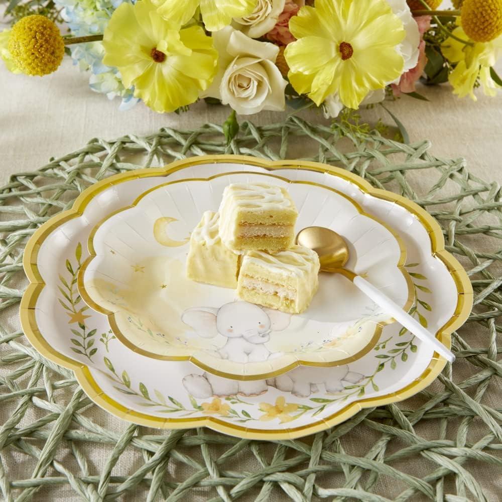 imageKate Aspen Elephant Baby Shower 7 in Premium Decorative Paper Plates 350 GSM weight Set of 16 Party Supplies7 Inch