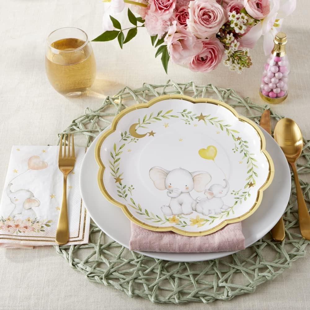 imageKate Aspen Elephant Baby Shower 7 in Premium Decorative Paper Plates 350 GSM weight Set of 16 Party Supplies9 Inch