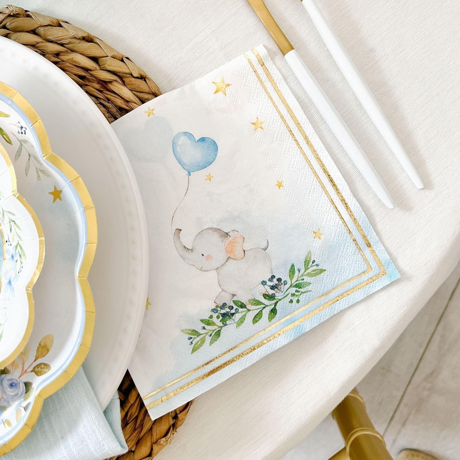 imageKate Aspen Elephant Baby Shower 7 in Premium Decorative Paper Plates 350 GSM weight Set of 16 Party SuppliesOne Size