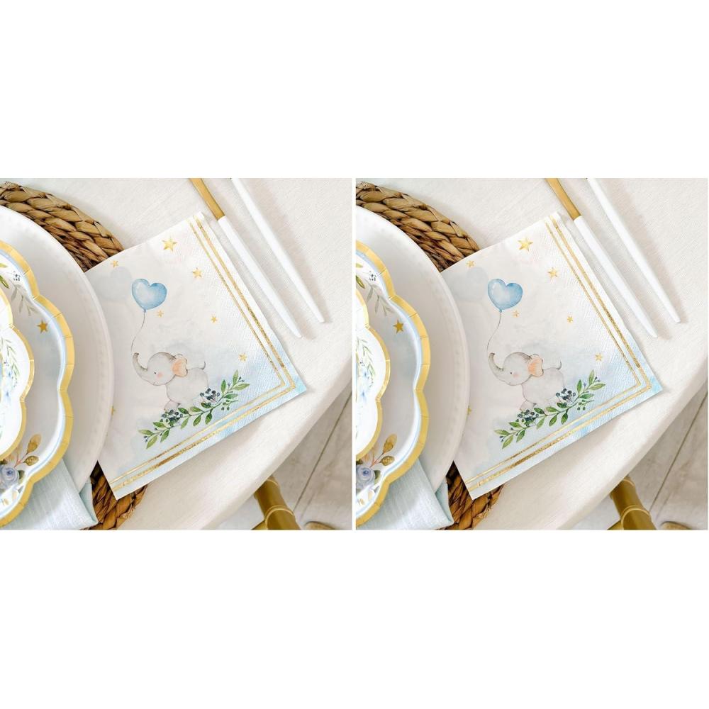 imageKate Aspen Elephant Baby Shower 7 in Premium Decorative Paper Plates 350 GSM weight Set of 16 Party SuppliesOne Size Pack of 2