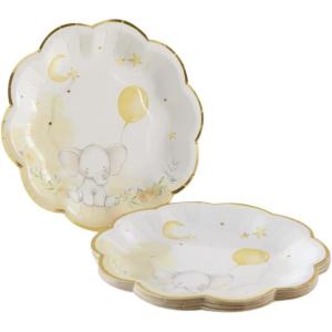 Kate Aspen Elephant Baby Shower 7 in. Premium Decorative Paper Plates (350 GSM weight -Set of 16) | Party Supplies(7 Inch)