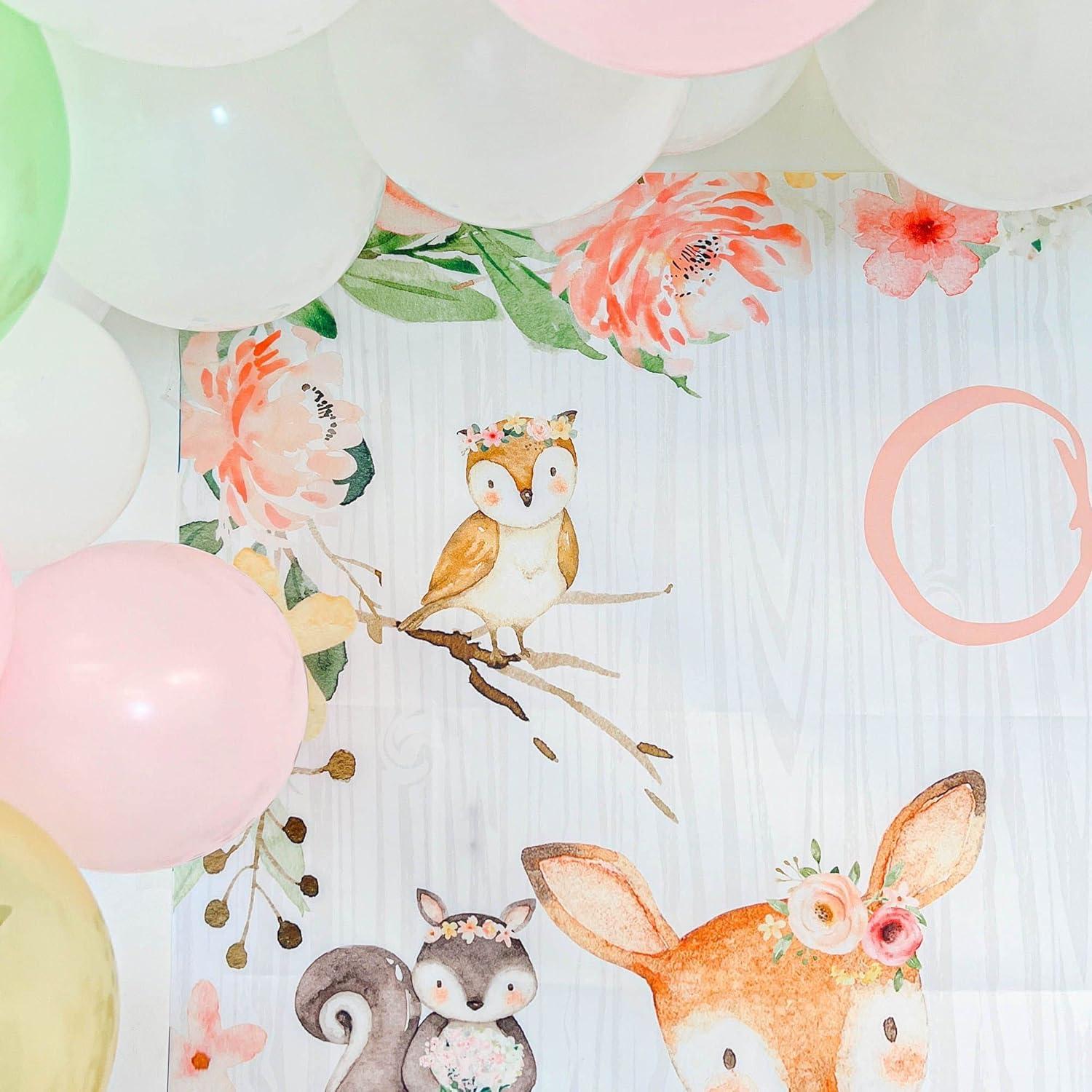 image:imageKate Aspen Woodland Baby Shower Decorations Photo Backdrop BannerPhoto PropPhoto Booth Nursery DecorPink Woodlands