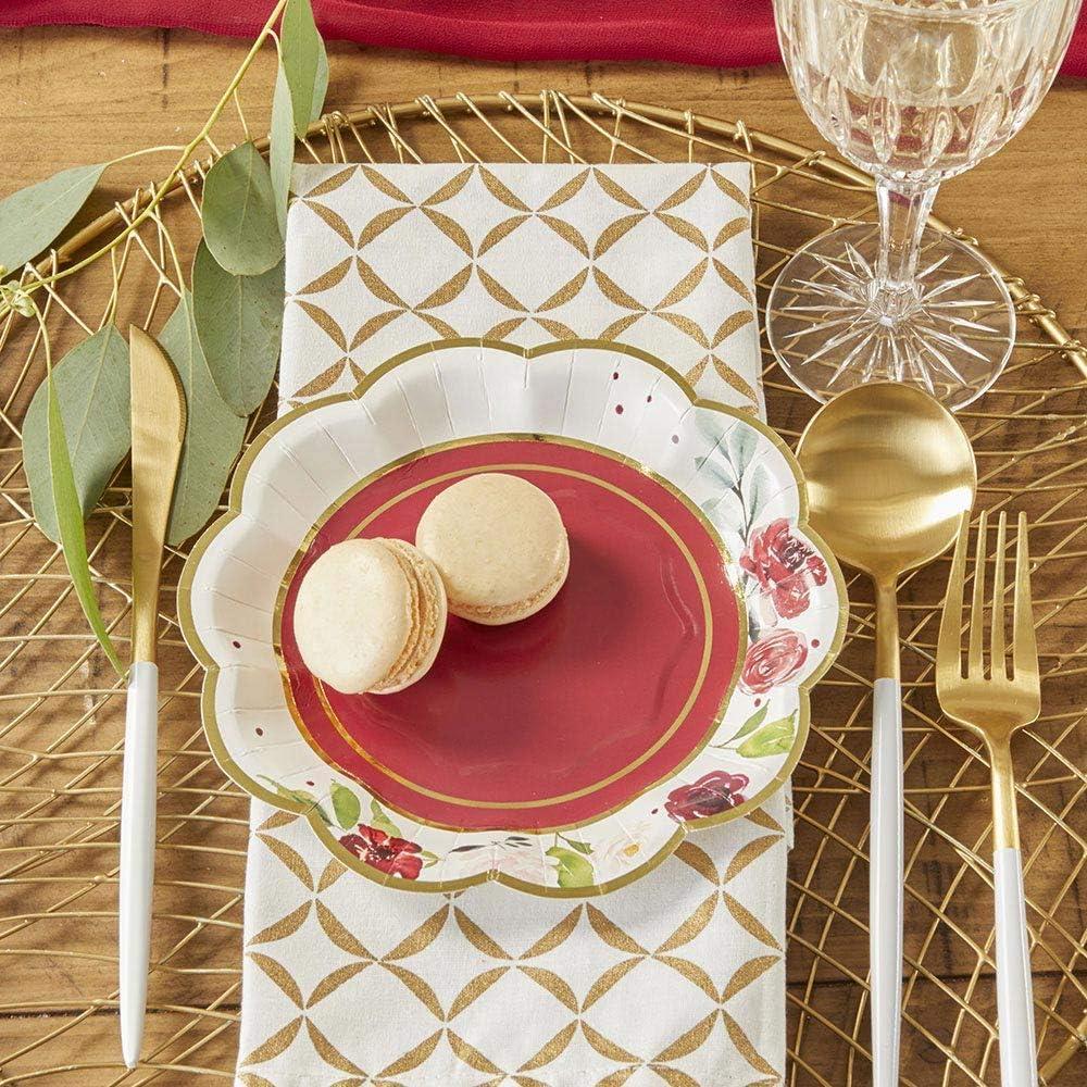 image:imageKate Aspen Burgundy Blush Floral 7 in Decorative Premium Paper Plates 350 GSM weight Set of 16  Perfect for Bridal Showers and Weddings