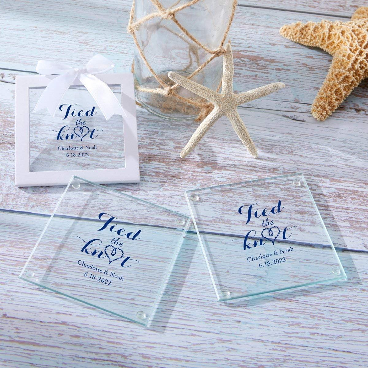 image:imageKate Aspen Personalized Glass Coasters 3 12 Square Favor Decor for Wedding Bridal Shower Party with Customized Designs Text Lines 36pcsBlackBlack