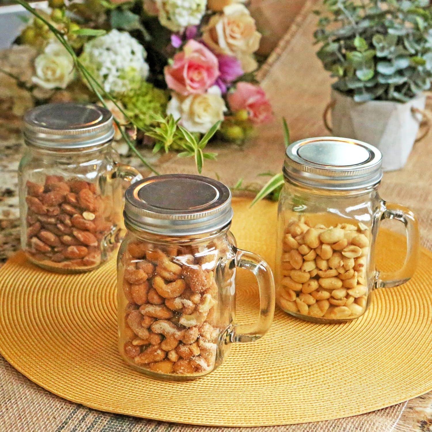 image:imageKate Aspen Large Glass Jars with Lids and Handles Mason Jars Mugs Drinking Glass and DIY Favor Decor Wide Mouth 12 oz 112 Oz Mason Jar w Handle and Lid