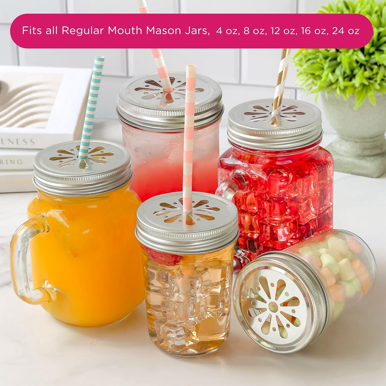 image:imageKate Aspen Large Glass Jars with Lids and Handles Mason Jars Mugs Drinking Glass and DIY Favor Decor Wide Mouth 12 oz 1Flower