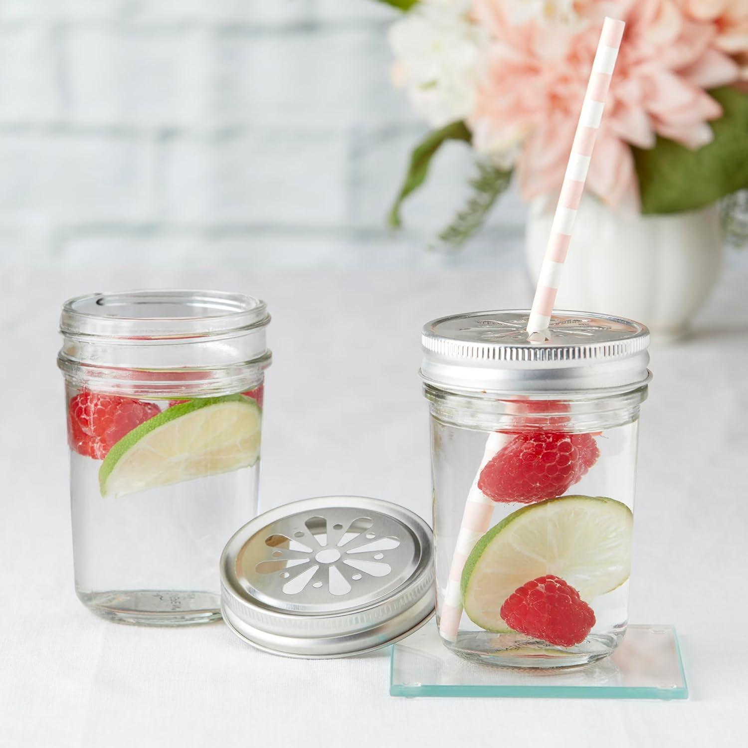image:imageKate Aspen Large Glass Jars with Lids and Handles Mason Jars Mugs Drinking Glass and DIY Favor Decor Wide Mouth 12 oz 1Flower