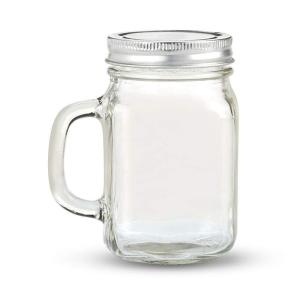 Kate Aspen Large Glass Jars with Lids and Handles, Mason Jars Mugs, Drinking Glass and DIY Favor Decor, Wide Mouth, 12 oz. (1)(Clear)