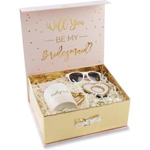 Kate Aspen Pink and Gold Will You Be My Bridesmaid Kit Gift Set, Pink, White and Gold(Gold)
